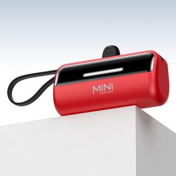 Cyke X3 Lightning Power Bank m. USB-C, USB-A kabler - 5000mAh - Rød