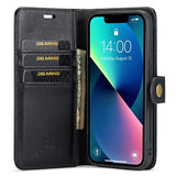 iPhone 15 DG.Ming Læderpung med Aftageligt Cover - Sort