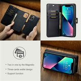 iPhone 15 DG.Ming Læderpung med Aftageligt Cover - Sort