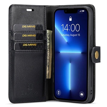 iPhone 15 Pro Max DG.Ming Læderpung med Aftageligt Cover - Sort