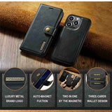 iPhone 15 Pro Max DG.Ming Læderpung med Aftageligt Cover - Sort