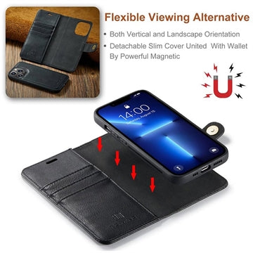 iPhone 15 Pro Max DG.Ming Læderpung med Aftageligt Cover - Sort