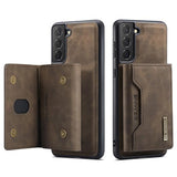 DG.Ming M2 Samsung Galaxy S21 5G Hybrid Cover med Pung - Kaffe