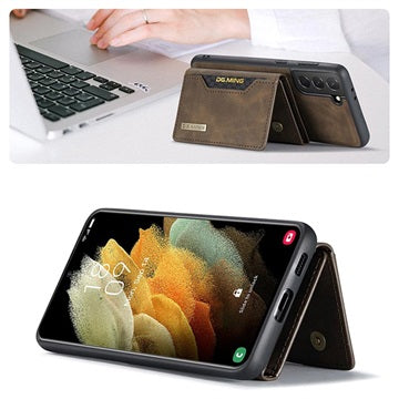 DG.Ming M2 Samsung Galaxy S21 5G Hybrid Cover med Pung - Kaffe