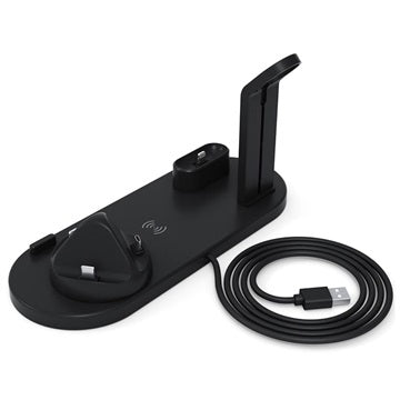 Docking Station med QI Trådløs Oplader UD15 - Sort