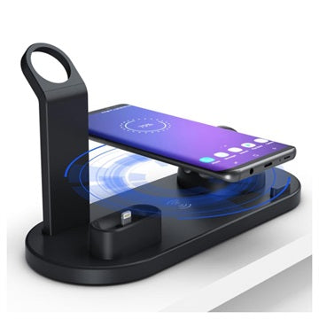 Docking Station med QI Trådløs Oplader UD15 - Sort