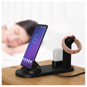Docking Station med QI Trådløs Oplader UD15 - Sort