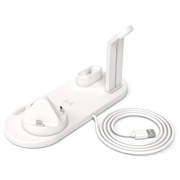 Docking Station med QI Trådløs Oplader UD15 - Hvid