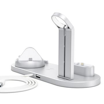 Docking Station med QI Trådløs Oplader UD15 - Sølv