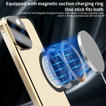 Dobbeltsidet hærdet glas + magnetisk metalramme Anti-Drop Case til iPhone 15 Kompatibel med MagSafe Phone Cover med spændelås - Rød