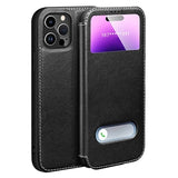 iPhone 16 Pro Max Dual View Flip Læderetui - Sort