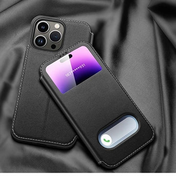 iPhone 16 Pro Max Dual View Flip Læderetui - Brun