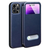 iPhone 16 Pro Max Dual View Flip læderetui - Safir