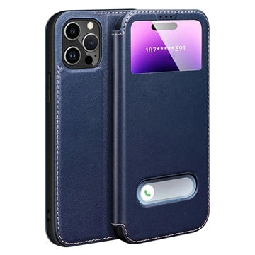 iPhone 16 Pro Max Dual View Flip læderetui - Safir