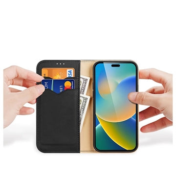 Dux Ducis Hivo iPhone 14 Pro Læderpung - Sort