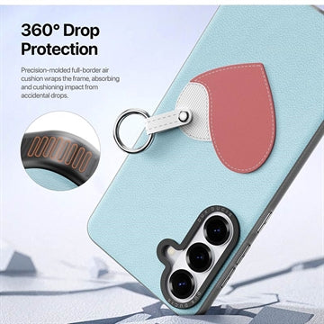 Samsung Galaxy S26 Dux Ducis Luvy cover med fingerring/håndrem - himmelblå / hjerte