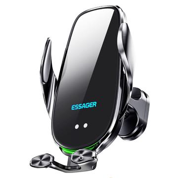 ESSAGER 15W Smart Car Wireless Charger Vehicle Phone Mount Charger Air Vent Phone Holder med omgivende lys