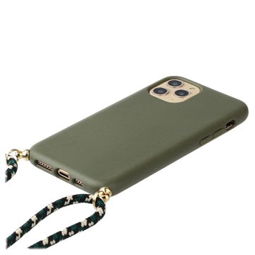 Saii Eco Line iPhone 11 Pro Biologisk Nedbrydeligt Cover med Strap - Grøn