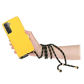 Saii Eco Line Samsung Galaxy S21 5G Cover med Strap - Gul