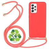 Saii Eco Line Samsung Galaxy A52 5G, Galaxy A52s Biologisk Nedbrydeligt Cover med Strap - Rød