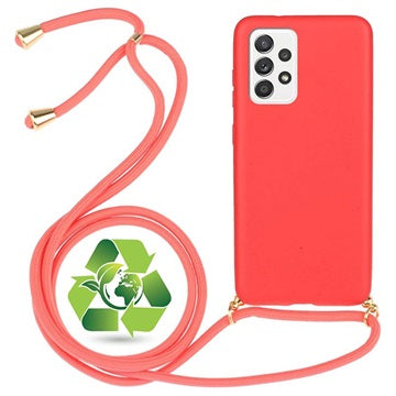 Saii Eco Line Samsung Galaxy A52 5G, Galaxy A52s Biologisk Nedbrydeligt Cover med Strap - Rød