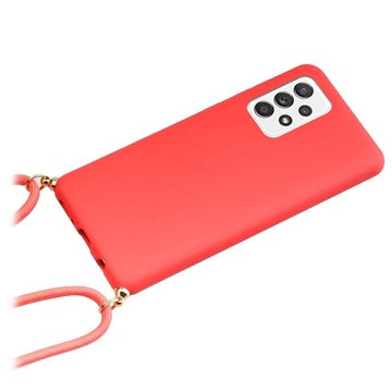 Saii Eco Line Samsung Galaxy A52 5G, Galaxy A52s Biologisk Nedbrydeligt Cover med Strap - Rød