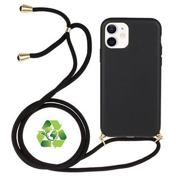 Saii Eco Line iPhone 12 Mini Biologisk Nedbrydeligt Cover med Strap - Sort