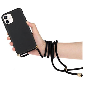 Saii Eco Line iPhone 12 Mini Biologisk Nedbrydeligt Cover med Strap - Sort