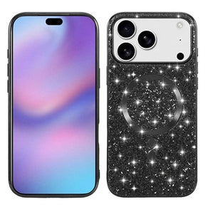 iPhone 17 Pro Galvaniseret glitter cover - MagSafe-kompatibel - Sort