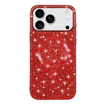 iPhone 17 Pro Galvaniseret glitter cover - MagSafe-kompatibel - rød