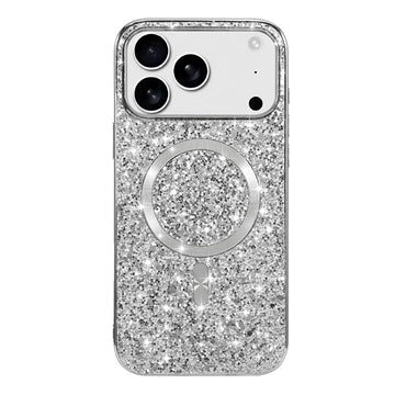 iPhone 17 Pro Galvaniseret glitter cover - MagSafe-kompatibel - Sølv