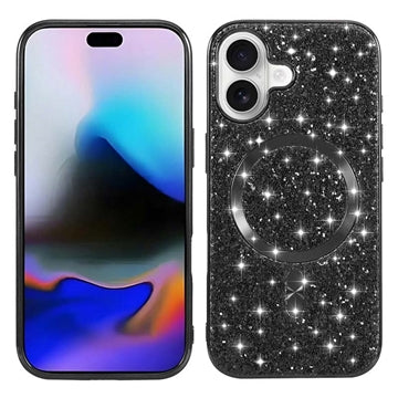 iPhone 17 Galvaniseret glitter cover - MagSafe-kompatibel - Sort
