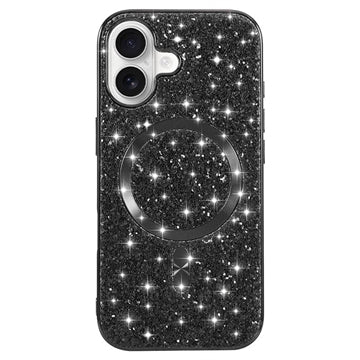 iPhone 17 Galvaniseret glitter cover - MagSafe-kompatibel - Sort