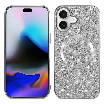 iPhone 17 Galvaniseret glitter cover - MagSafe-kompatibel - Sølv