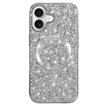 iPhone 17 Galvaniseret glitter cover - MagSafe-kompatibel - Sølv