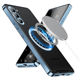 Galvaniseret Magnetisk Samsung Galaxy S23 5G Hybrid Cover - Blå