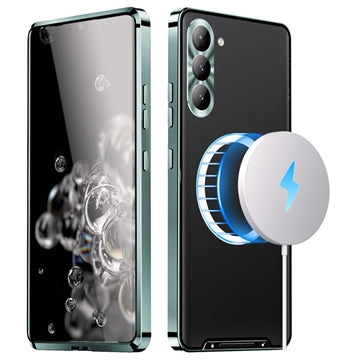 Galvaniseret Magnetisk Samsung Galaxy S23 5G Hybrid Cover - Grøn