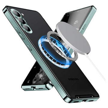 Galvaniseret Magnetisk Samsung Galaxy S23 5G Hybrid Cover - Grøn