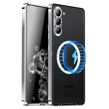 Galvaniseret Magnetisk Samsung Galaxy S23 5G Hybrid Cover - Sølv