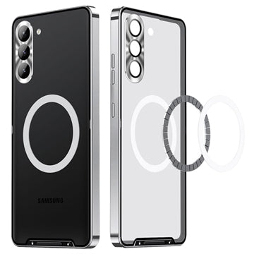 Galvaniseret Magnetisk Samsung Galaxy S23 5G Hybrid Cover - Sølv
