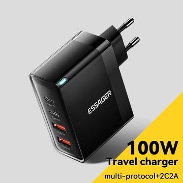 Essager ES-CD37 100W hurtigoplader - EU stik - Sort