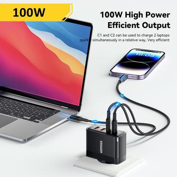Essager ES-CD37 100W hurtigoplader - EU stik - Sort