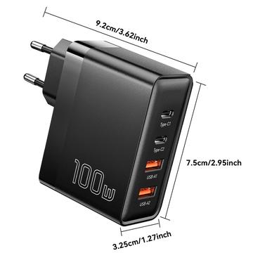 Essager ES-CD37 100W hurtigoplader - EU Stik - Hvid