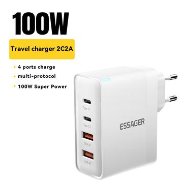 Essager ES-CD37 100W hurtigoplader - EU Stik - Hvid