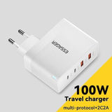 Essager ES-CD37 100W hurtigoplader - EU Stik - Hvid