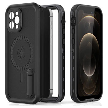 Extreme IP68 iPhone 12 Pro Magnetisk Vandtæt Taske - Sort