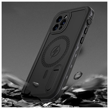 Extreme IP68 iPhone 12 Pro Magnetisk Vandtæt Taske - Sort