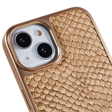 Fierre Shann Galvaniseret iPhone 14 Plus Belagt Cover - Slangeskind - Lysebrun