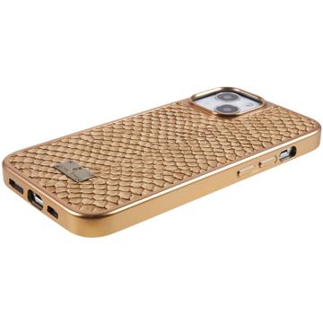 Fierre Shann Galvaniseret iPhone 14 Plus Belagt Cover - Slangeskind - Lysebrun