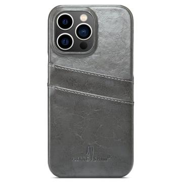 Fierre Shann iPhone 14 Pro Dækket Cover med Kortholder - Grå